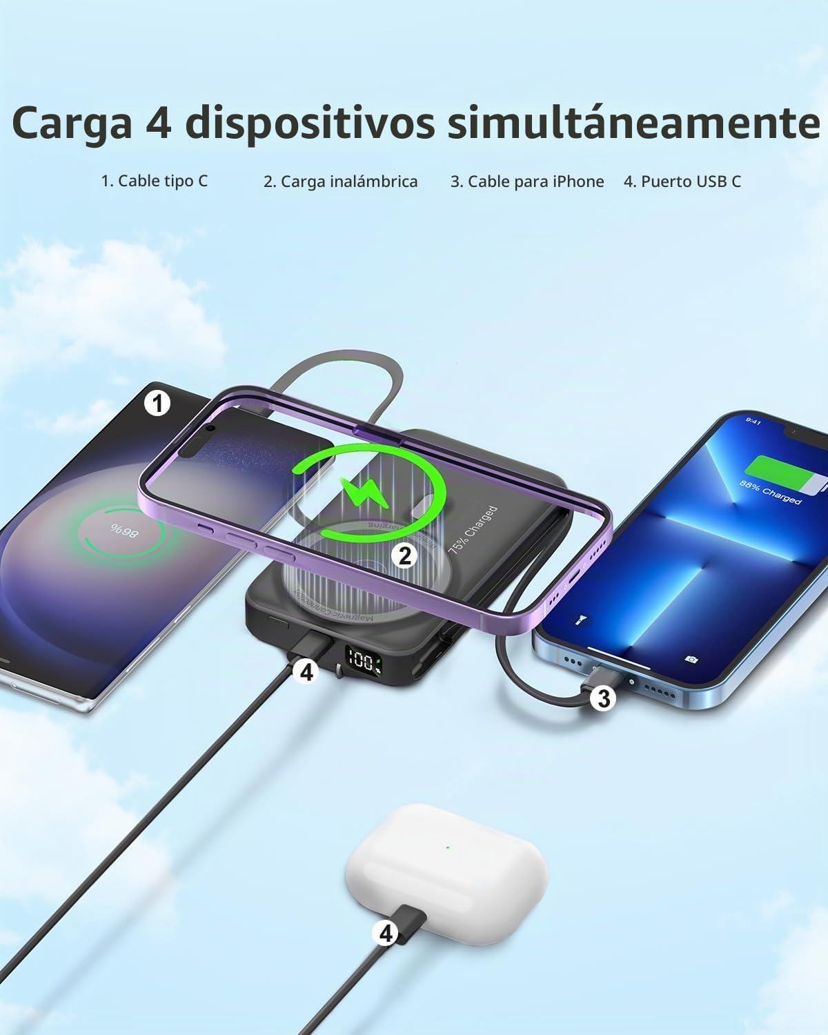 Cargador portátil Magsafe 10000mAh inalámbrico banco de energía mag...