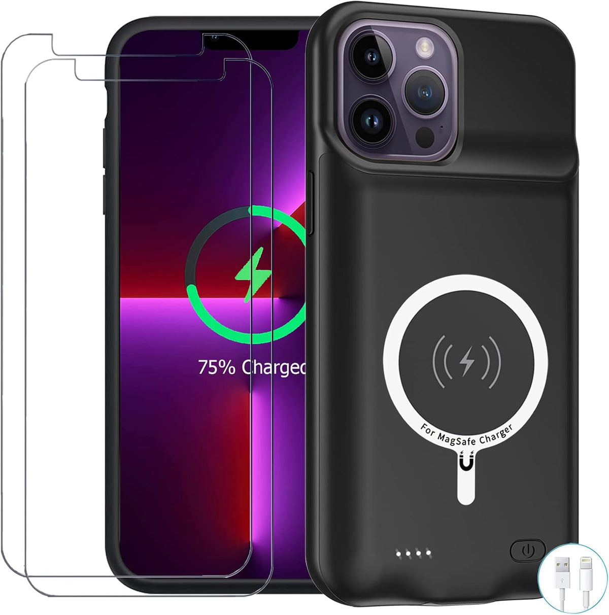 Funda de batería para iPhone 13 Pro Max, mejorada de 12000 mAh, portátil, funda protectora inalámbrica de carga, compatible con iPhone 13 Pro Max (6.7 pulgadas) funda de cargador de batería recargable