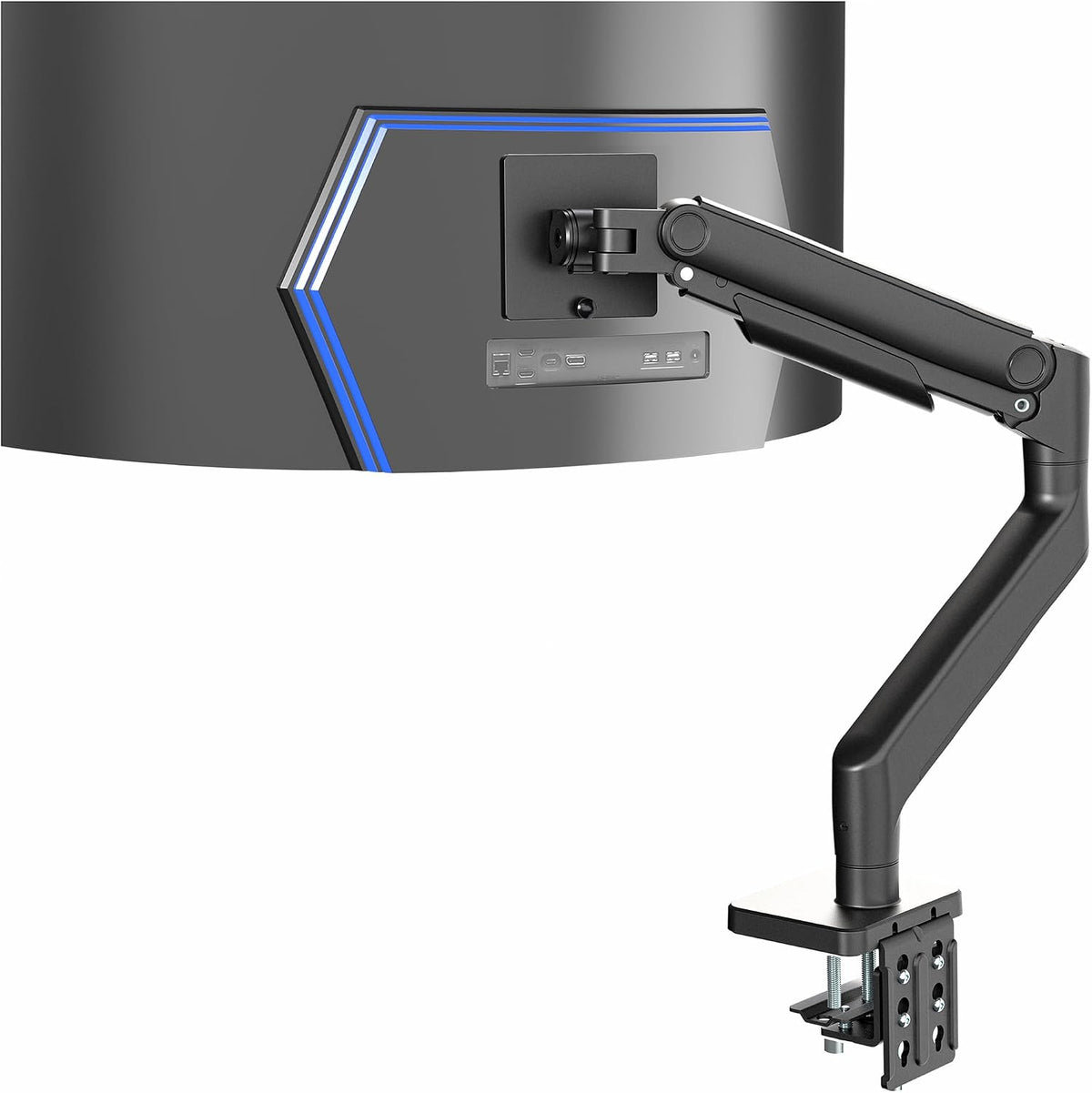 VIVO Brazo de tensión de monitor ultra amplio de aluminio resistente para pantallas de hasta 49 pulgadas, soporta 44 libras, soporte de escritorio premium diseñado para Samsung Odyssey G9 y más, negro