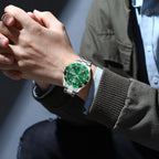 OPK Relojes para hombres de diamantes romanos analógicos relojes impermeables grandes de acero inoxidable para hombre, reloj de pulsera de negocios para padre, reloj de regalo, azul