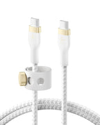 Belkin BoostCharge Pro Flex Cable de Carga USB-C a USB-C Trenzado (2M/6.6FT), Cable de Carga Rápida USB-IF para iPhone 16 Serie, MacBook Pro, iPad Pro, Galaxy S25, S24, Nintendo Switch 2 y Más