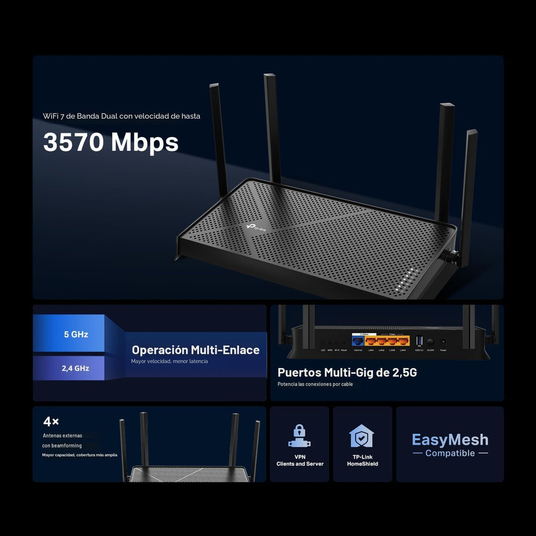 TP-Link Dual-Band BE3600 Wi-Fi 7 Router Archer BE230 | 4-Stream | P...