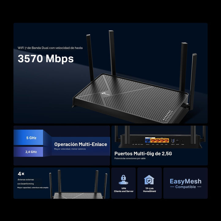 TP-Link Dual-Band BE3600 Wi-Fi 7 Router Archer BE230 | 4-Stream | P...