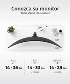 Brazo de monitor resistente para pantallas curvadas ultraanchas de 34 a 49 pulgadas