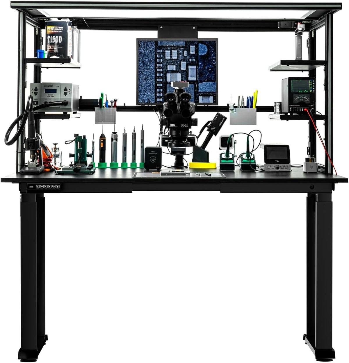 TBK801 Banco de trabajo eléctrico de altura ajustable con estante 55.12 "x27.56"