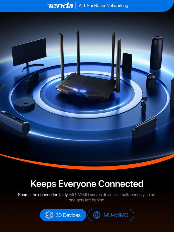 Tenda Enrutador WiFi inalámbrico Gigabit de doble banda AC1200, 4 p...