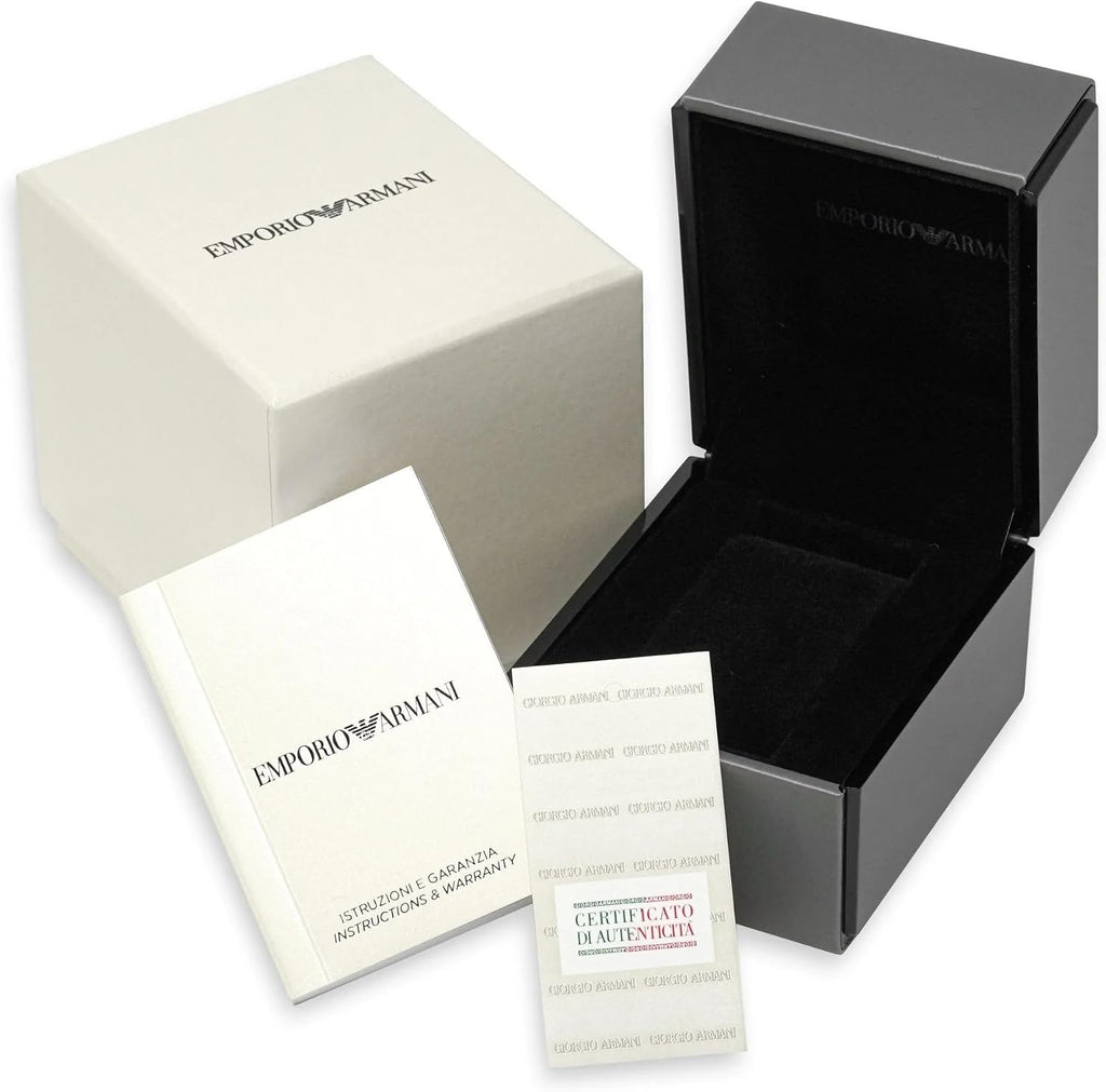 Emporio Armani Reloj de acero inoxidable para hombre con cronógrafo o movimiento de tres manecillas