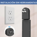 Extensor de toma de corriente eléctrica: cuenta con USB-A, USB-C y 2 salidas de CA, se extiende de 22 a 34 pulgadas, gira tomas de acceso de 180° de difícil acceso, enchufe de pared, mesitas de noche