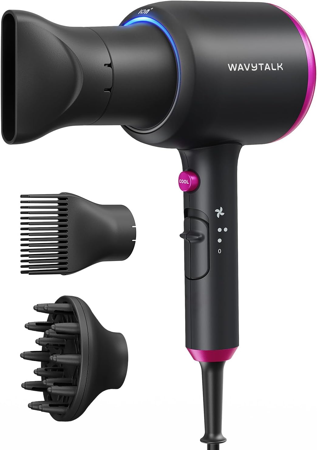 Secador de pelo Wavytalk con difusor, secador iónico Blown Away par...