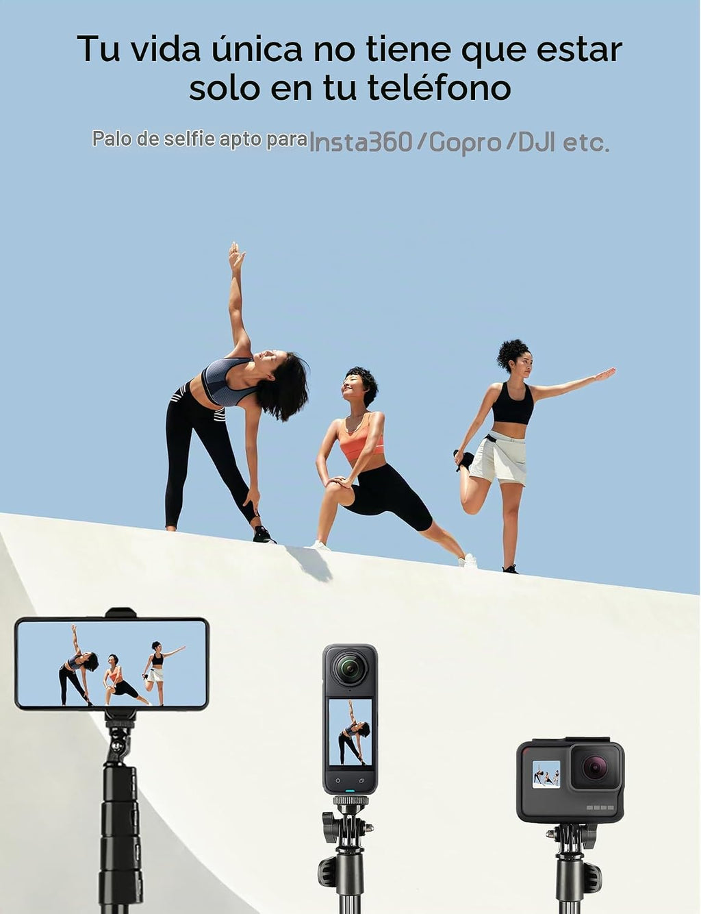 BMZX Trípode para selfie stick de 118" de largo para iPhone y Android (29 a