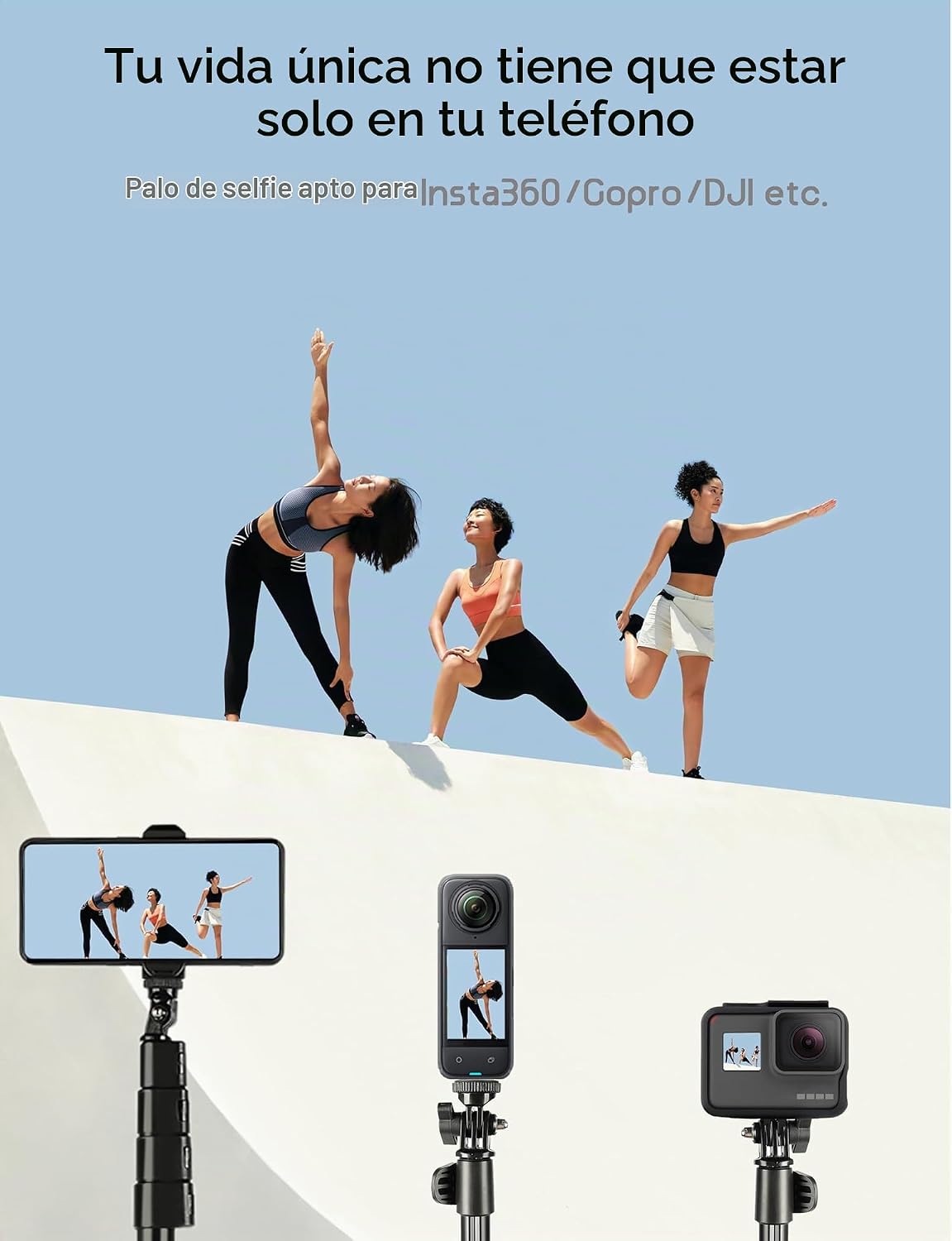 BMZX Trípode para selfie stick de 118" de largo para iPhone y Android (29 a