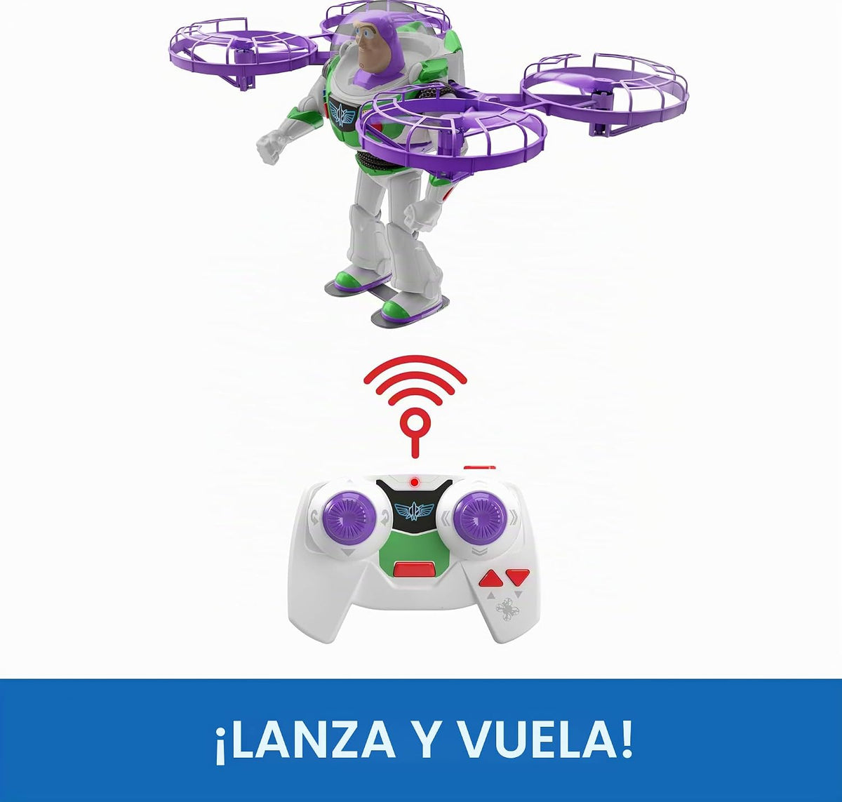Mattel Disney y Pixar Toy Story 5 Flying RC, Hi-Tech Edition Buzz Lightyear Control remoto Electronic Split Wing Space Ranger