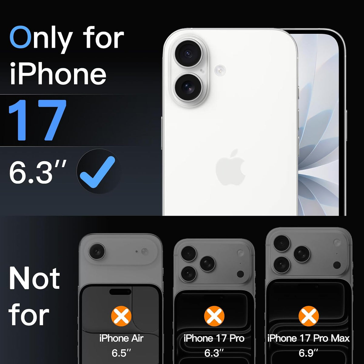 JETech Paquete de protector de lente de cámara y funda iridiscente para iPhone 17