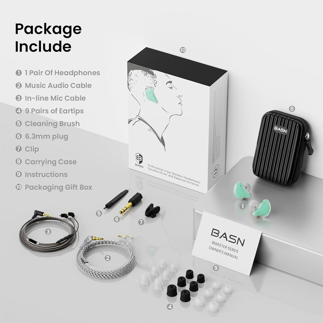 Auriculares BASN Bmaster con monitor en el oído, auriculares IEM de...