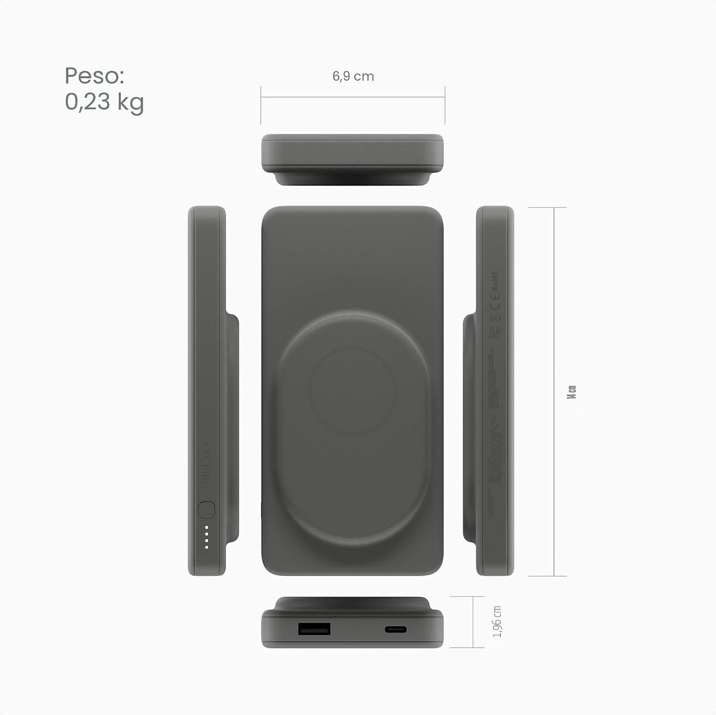 Clemm Banco de energía inalámbrico magnético de 10000 mAh, cargador...