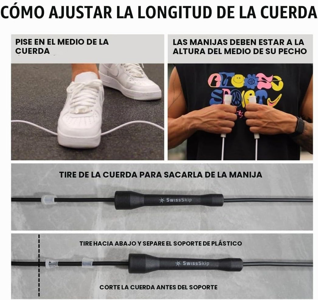 Cuerda de Saltar Rápida Swissskip de Dayan Kolev, Cuerda de Saltar de PVC de 5mm, Excelente para Principiantes y Atletas Avanzados, Diseñada para Fitness, Cardio, Boxeo y CrossFit, Longitud Ajustable