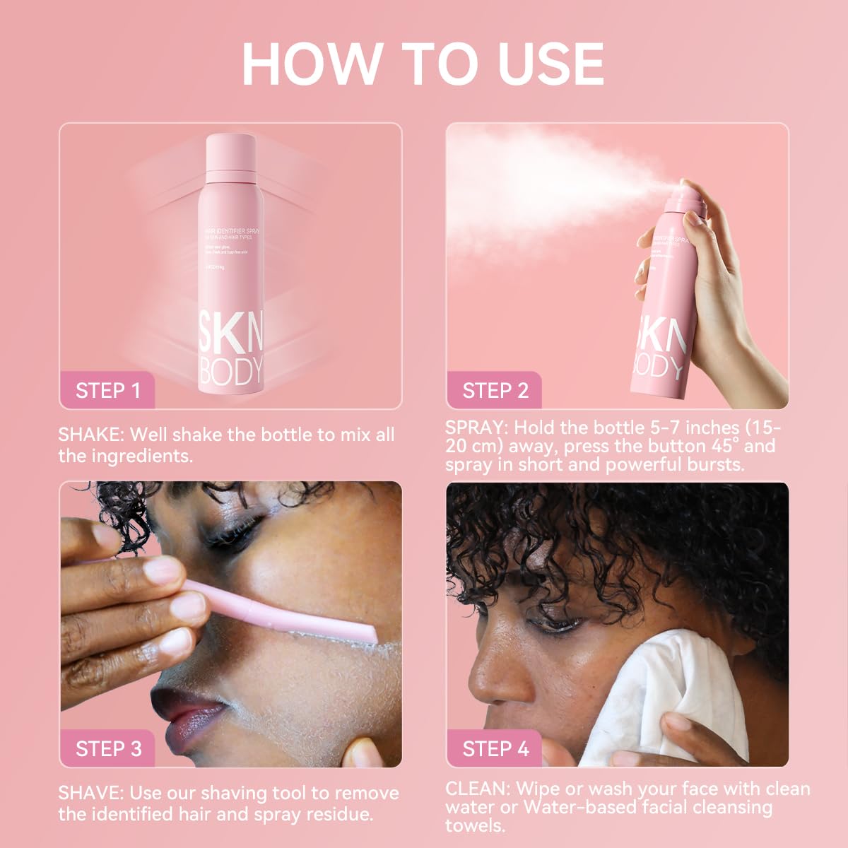 SKNBODY Spray Identificador de Vello con Set de Dermaplaner 2 Pack,...