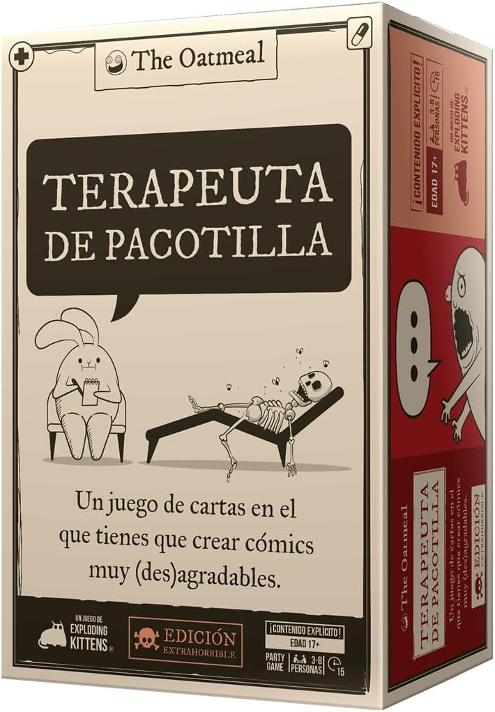 Exploding Kittens Terapeuta Horrible: Edición Extra Horrible – 3-8 jugadores – 17+ años – 15 min – Juego cómico de construcción – Fiesta, Noche Familiar, juego de cartas