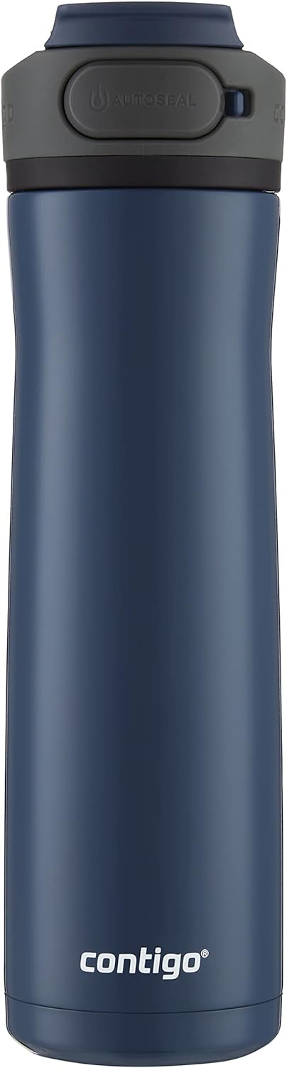 Contigo Cortland Chill 2.0 - Botella de agua de acero inoxidable con tapa autosellada y a prueba de derrames, aislada al vacío, 24 onzas, color arándano, ideal para bebidas calientes o frías, tapa