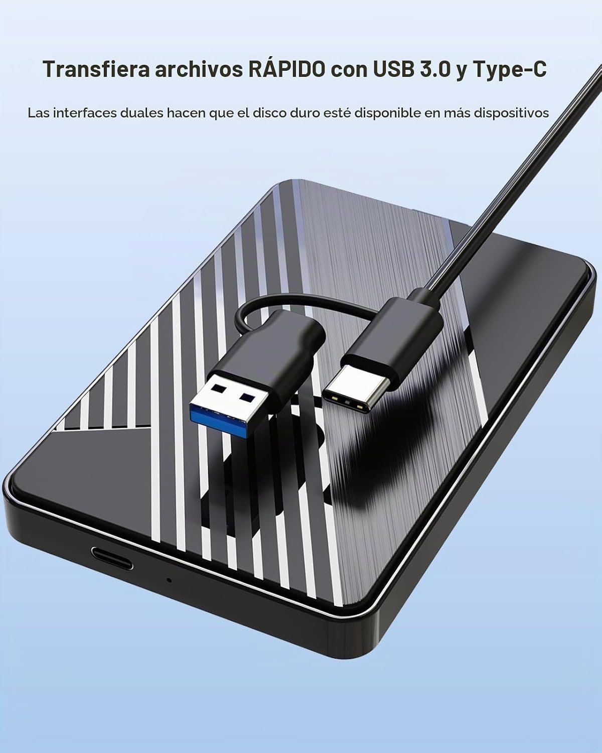 Disco duro externo de 500G, USB 3.0 y USB-C Almacenamiento Expansió...