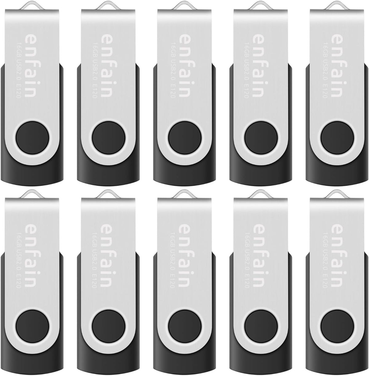 Paquete de 10 Enfain Memorias Flash USB 2.0 Giratorias de 16GB: Alm...