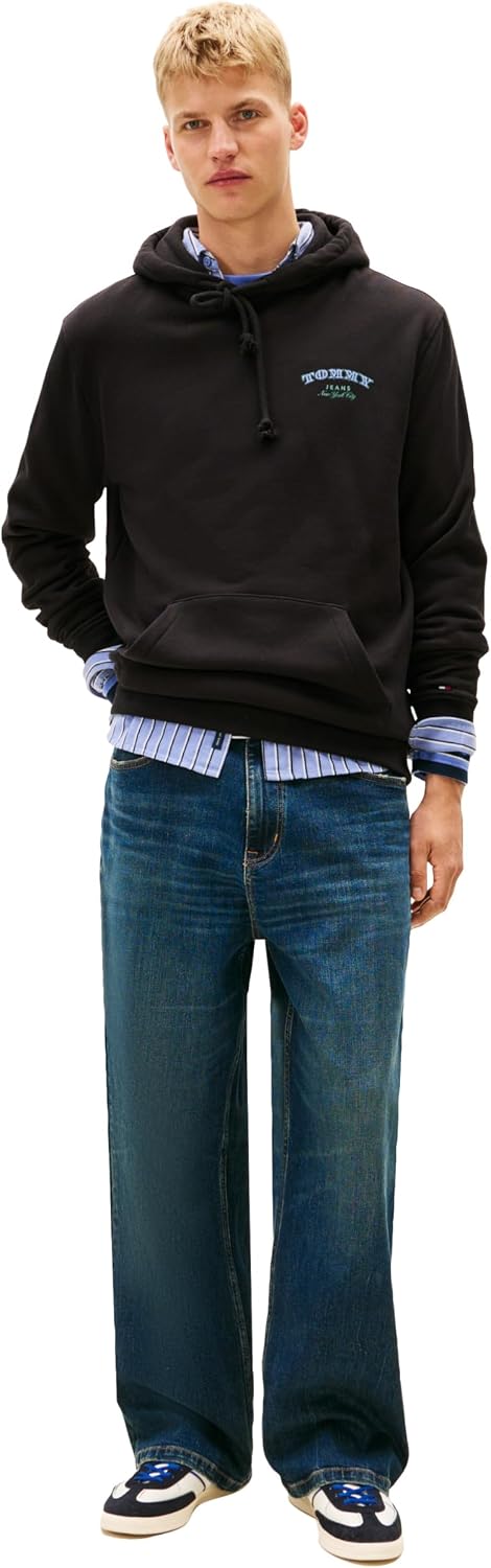Tommy Jeans Sudadera con capucha de peso medio para hombre con gráf...