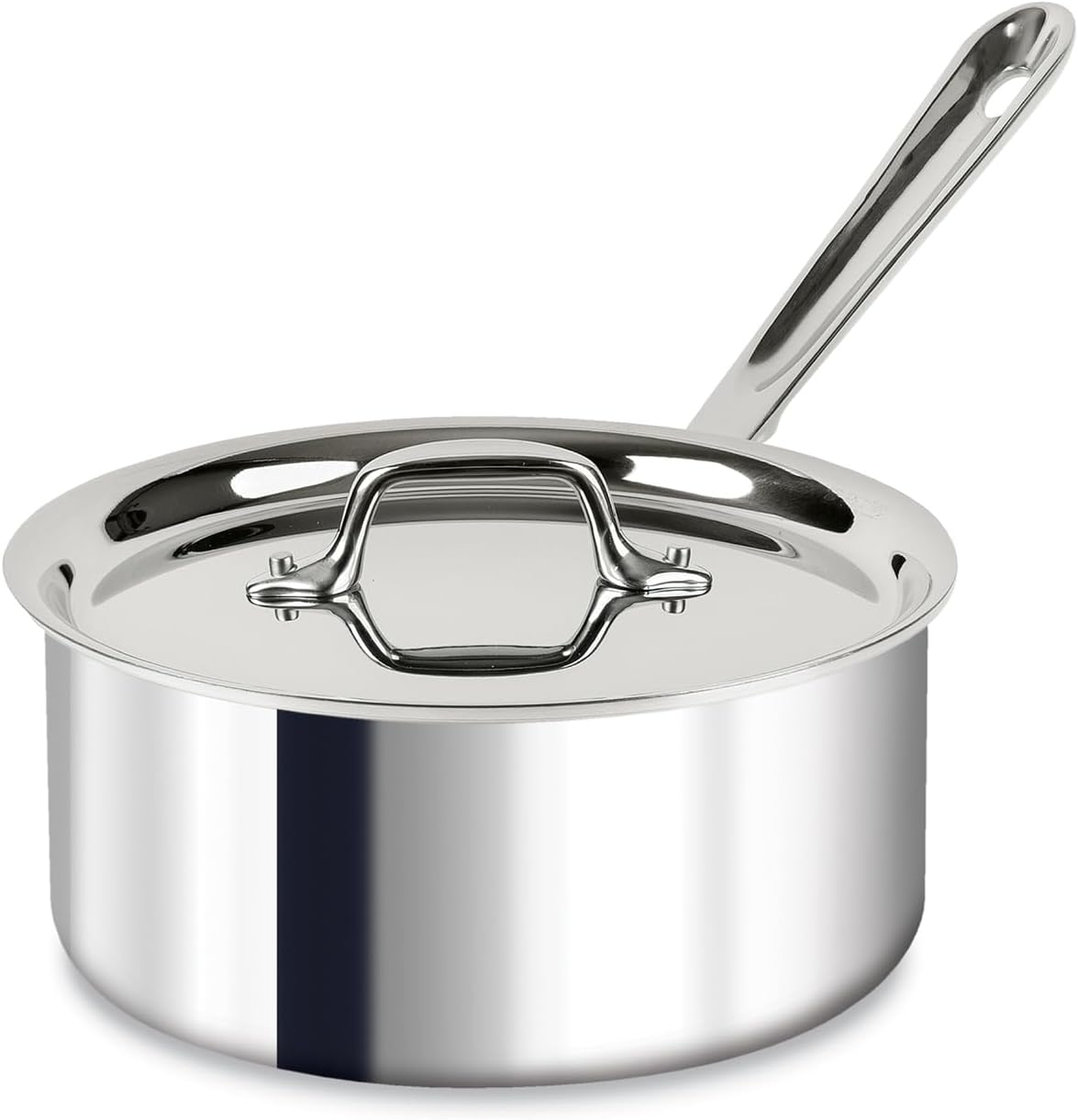 All-Clad D3® - Cacerola de acero inoxidable de 3 cuartos de galón con tapa