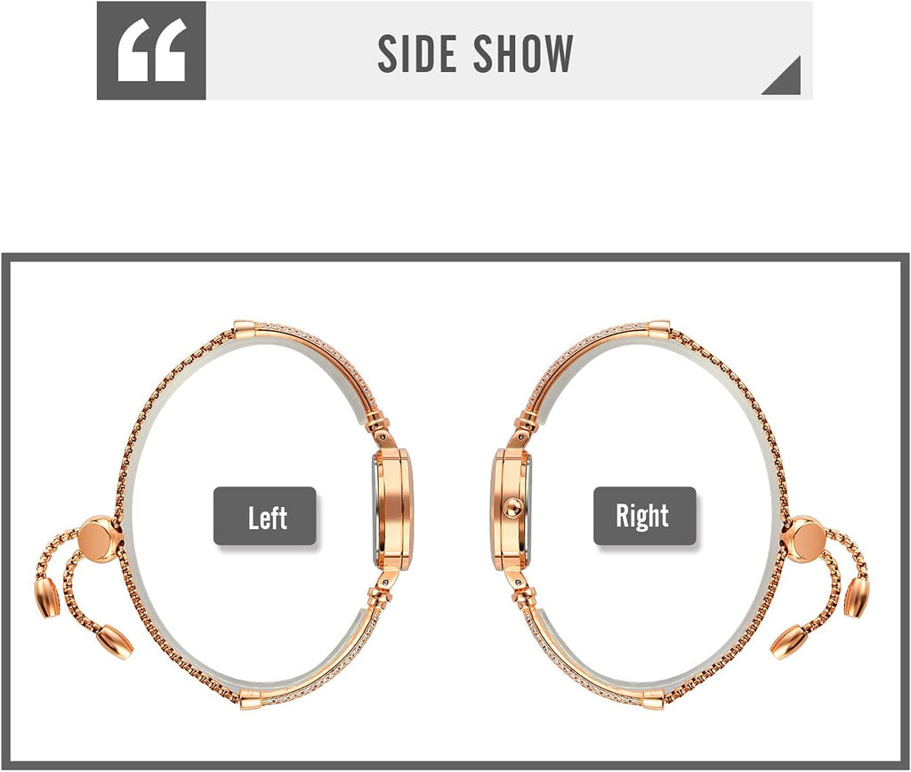 TOOCAT Reloj analógico de cuarzo para mujer, pulseras de metal, relojes de oro rosa con diamantes, reloj de pulsera de cuarzo impermeable para mujer