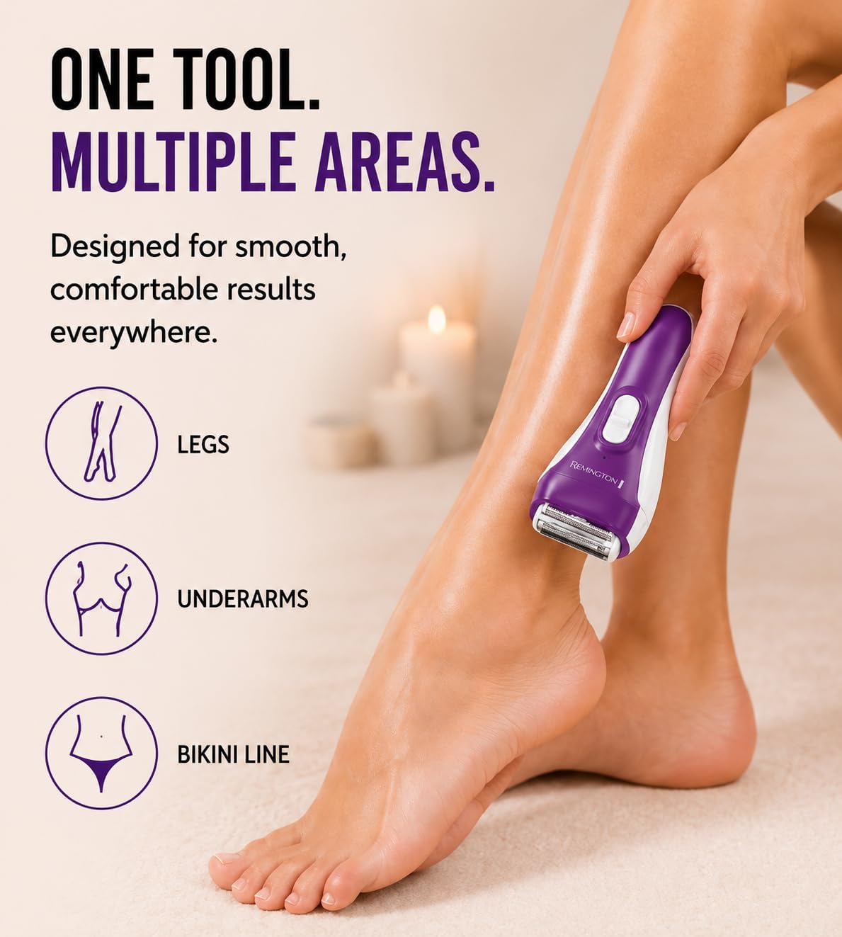 Remington Afeitadora eléctrica suave y sedosa para mujer, afeitador...