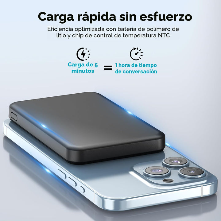 Banco de energía magnético de 5000 mAh, cargador portátil magnético...