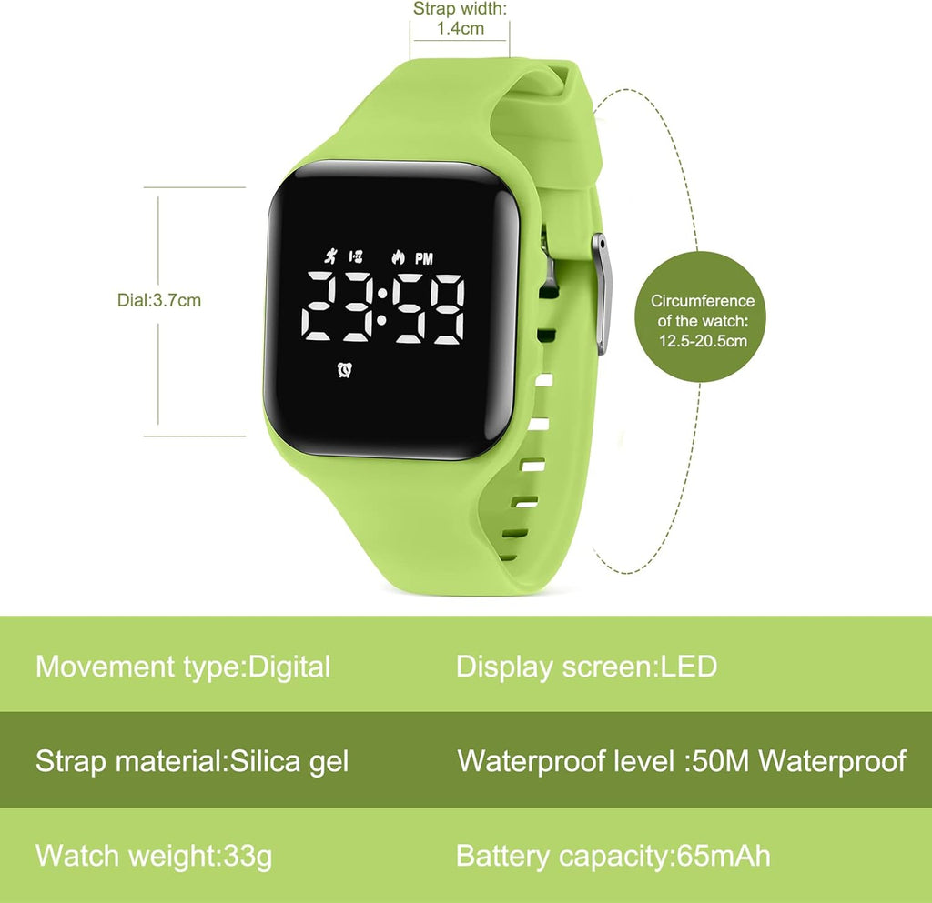 Relojes para niños y niñas, reloj deportivo digital con contador de pasos, podómetro, alarma de vibración, sin aplicación, impermeable, rastreador de fitness, reloj para niños, niñas, adolescentes