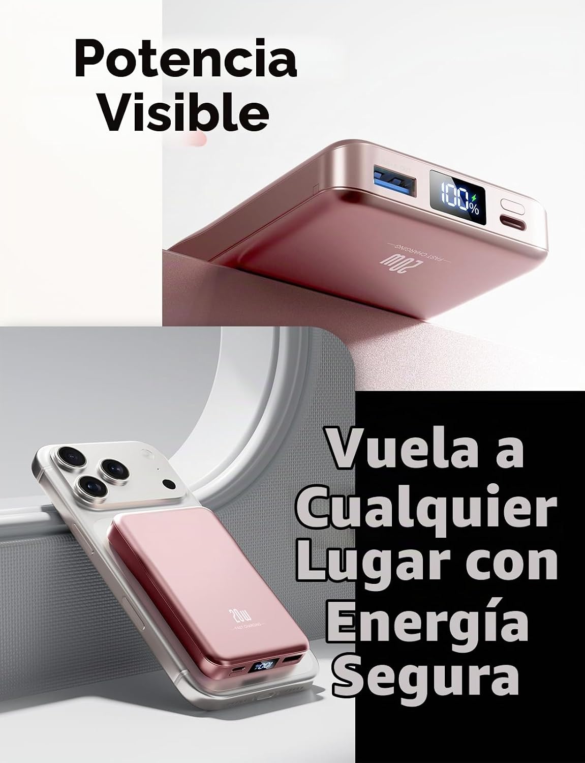 Cargador portátil magnético 10000mAh, batería MagSafe de carga rápida