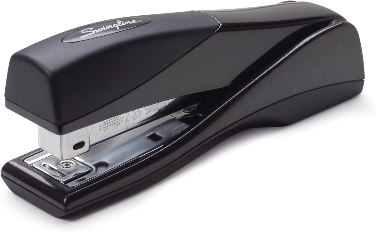 Swingline Grapadora, sin atascos, Optima Grip tamaño completo, cojín ergonómico, metal, capacidad de 25 hojas, negro (87810)