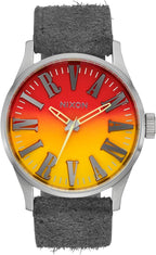 NIXON x Nirvana Sentry Leather Unplug Fade A1418 - Reloj de cuarzo japonés para hombre