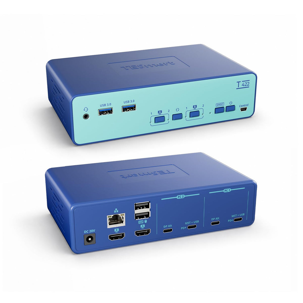 Conmutador KVM MST USB-C 4K @60Hz, 2 laptops, 2 monitores, 65W PD, 1G