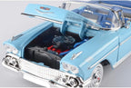 Chevrolet Impala Convertible 1958, azul - Motormax Premium American 73267 - Modelo de automóvil fundido a presión a escala 1/24, unisex, para niños