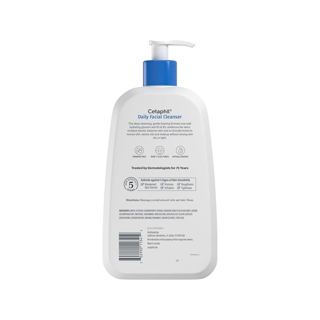 Cetaphil Lavado facial, limpiador facial diario para pieles sensibl...