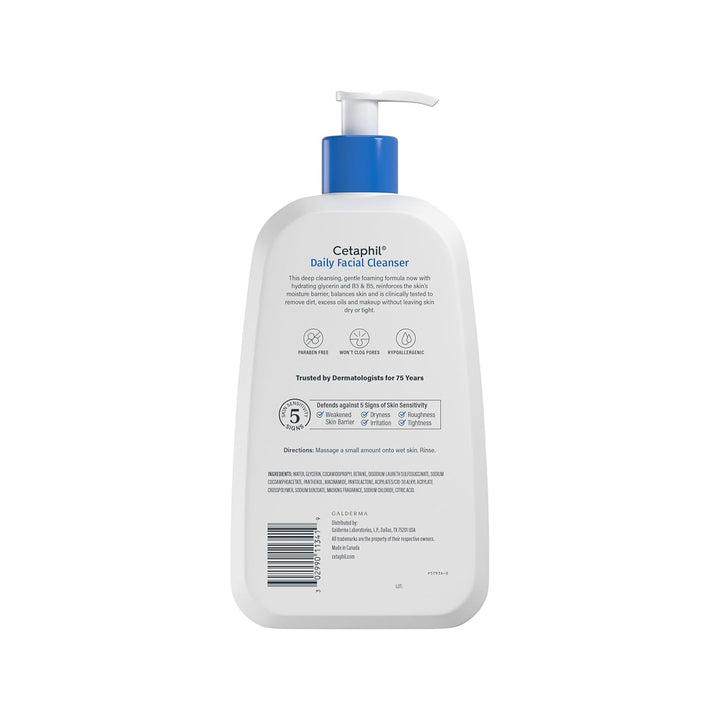 Limpiador facial de Cetaphil, limpiador facial diario para pieles s...