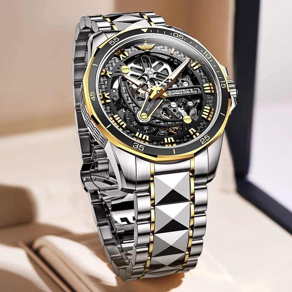 OLEVS Reloj cronógrafo de acero inoxidable impermeable para hombre