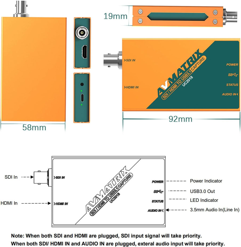 UC2018 Tarjeta de captura de video SDI y HDMI a USB 3.0 (Gen1