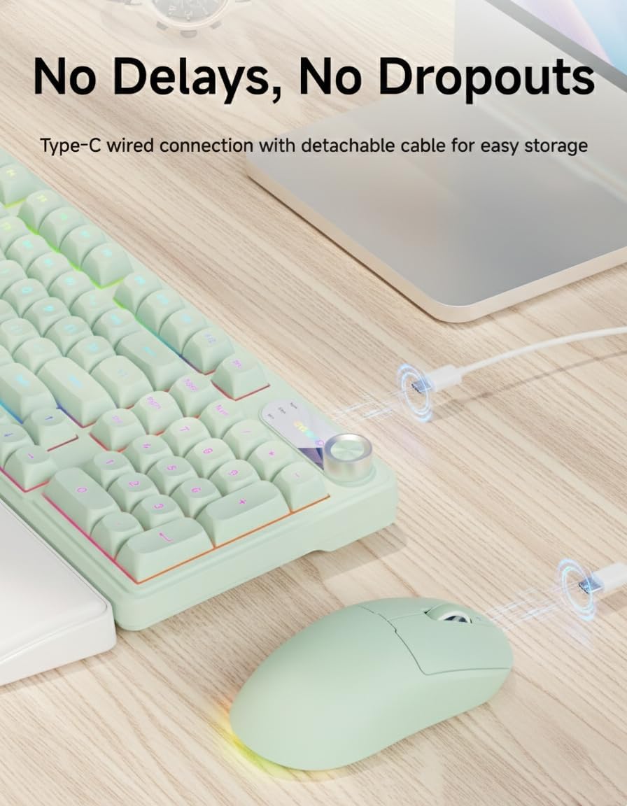 EWEADN C98 Combo de teclado y mouse con cable, teclados ergonómicos...