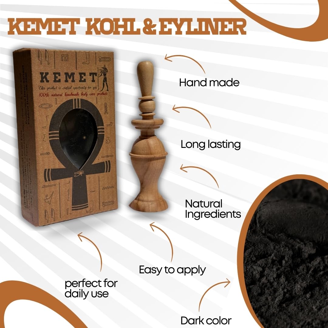 HARRAZ Kemet 100% Delineador de Ojos Natural Egipcio en Polvo, Deli...