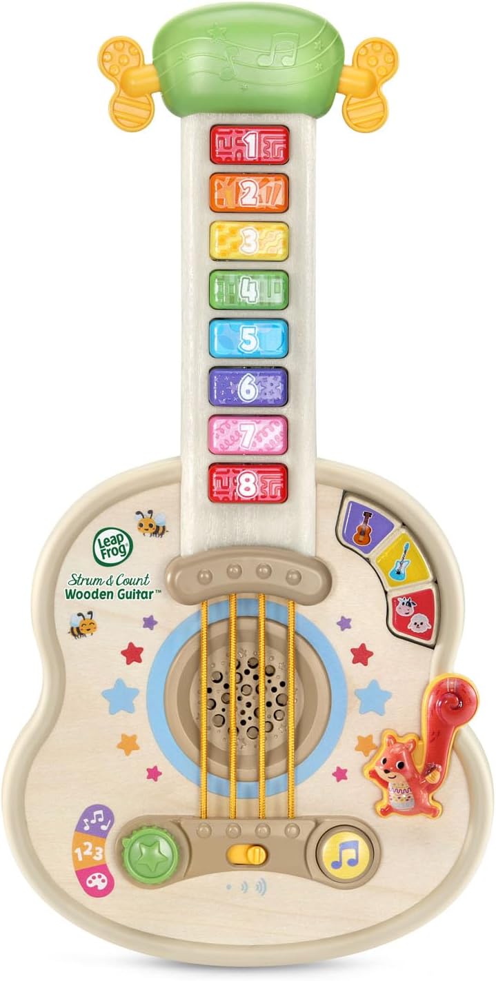 LeapFrog Strum and Count Guitarra de Madera, Juguete Musical para Niños Pequeños