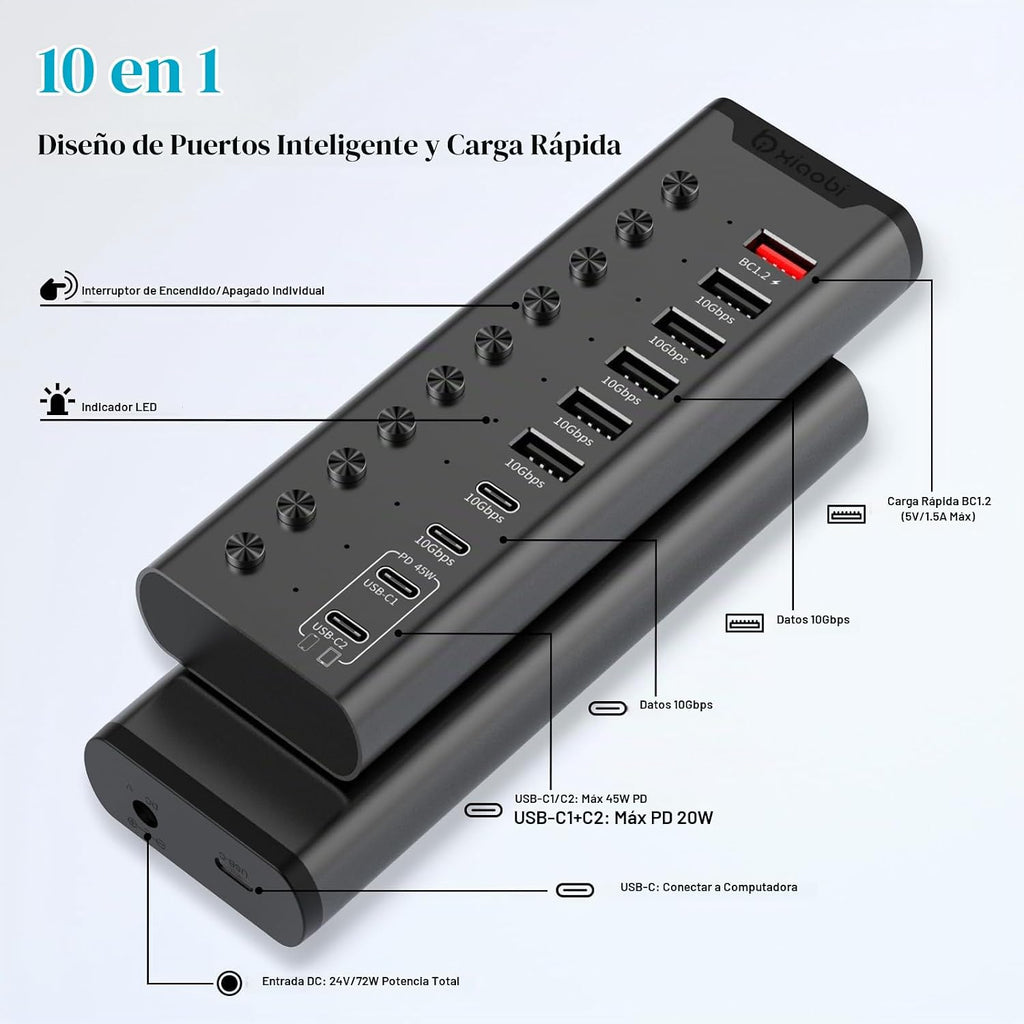 xiaobi, hub USB 2.0, alimentado