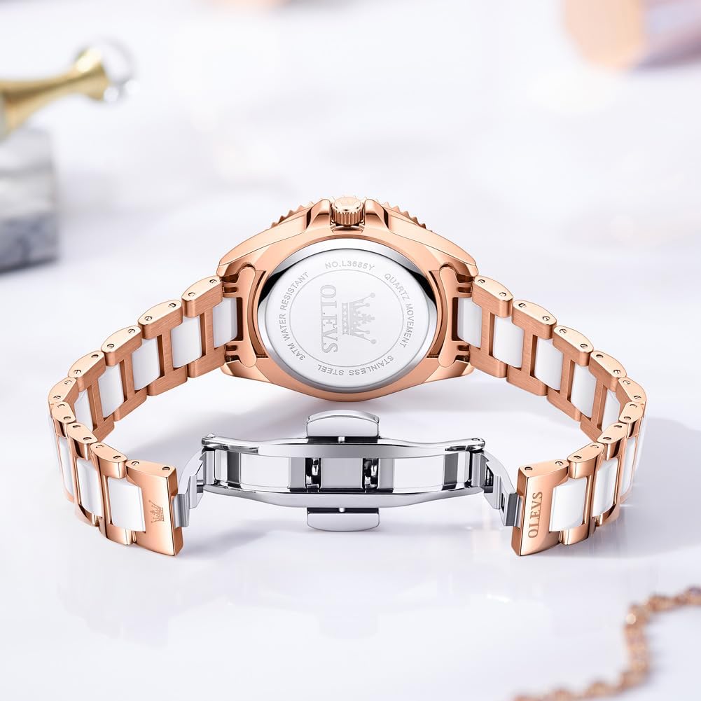 OLEVS Relojes para Mujeres Lujo Diamante con Fecha Analógico Cuartz para Mujer