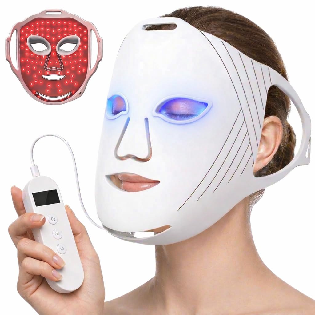 Máscara de terapia de luz roja para cara, máscara facial LED para t...