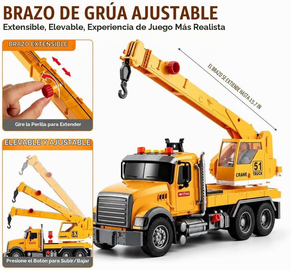 Juguete grande amarillo del camión de la grúa de 14", juguete del