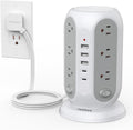 TESSAN - Regleta protectora contra sobretensiones en torre, cable de extensión plano de 6 pies, color gris
