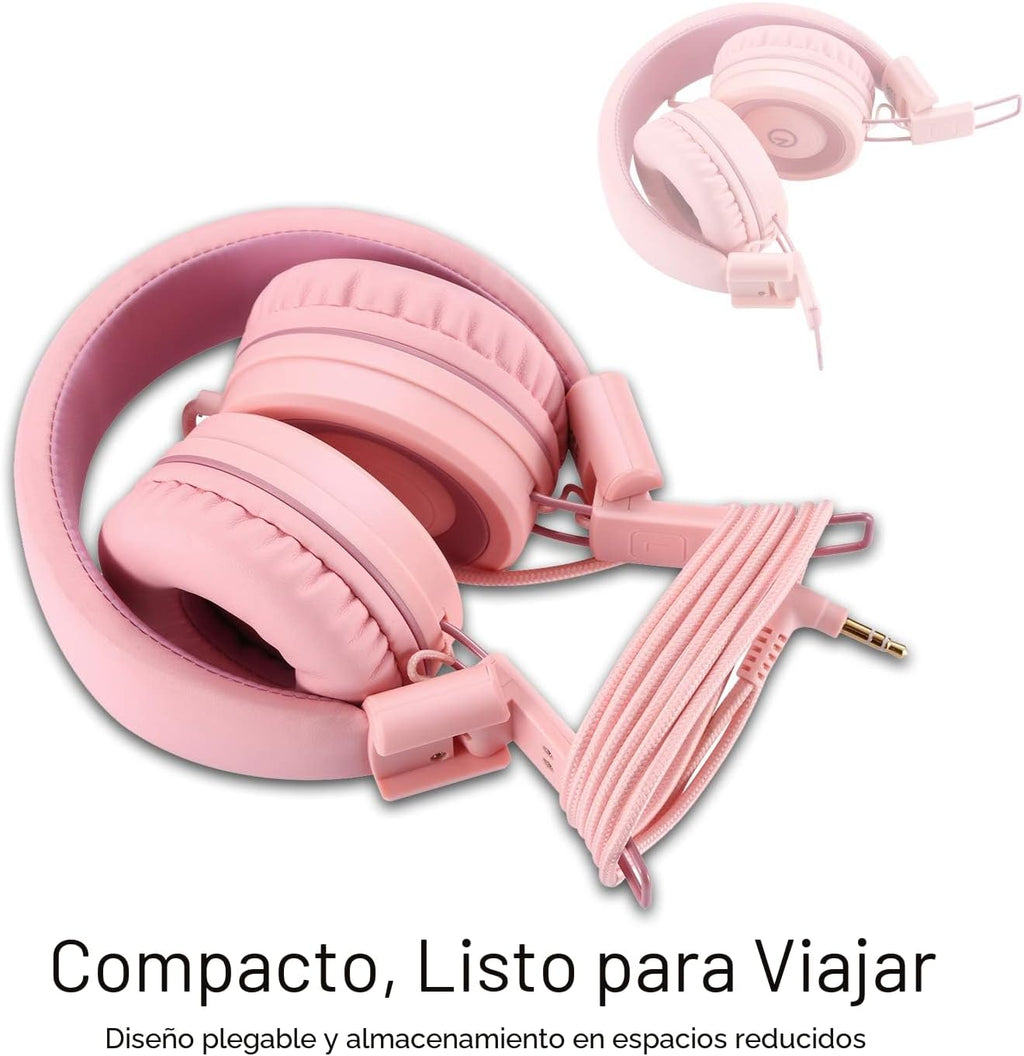 noot products Auriculares para niños K11 plegables estéreo sin enredos de 5 pies de largo cable de 0.138 in Jack Plug in Ear auriculares con cable para