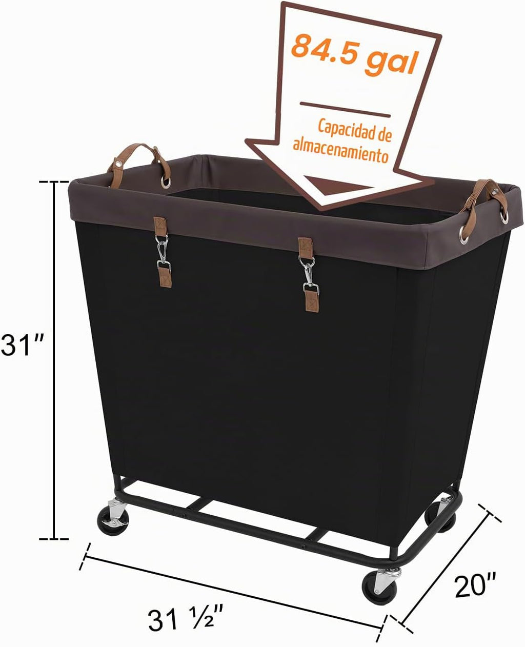 StorageWorks Cesta de lavandería 320L con ruedas, cestas rodantes para ropa